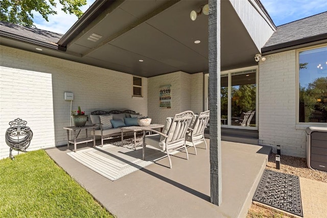 view of patio / terrace featuring an outdoor living space