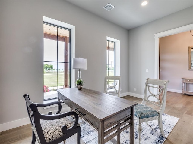 3241 E 171st St, Bixby, OK 74008 - office area featuring plenty of natural light, baseboards, light wood-style floors, and recessed lighting