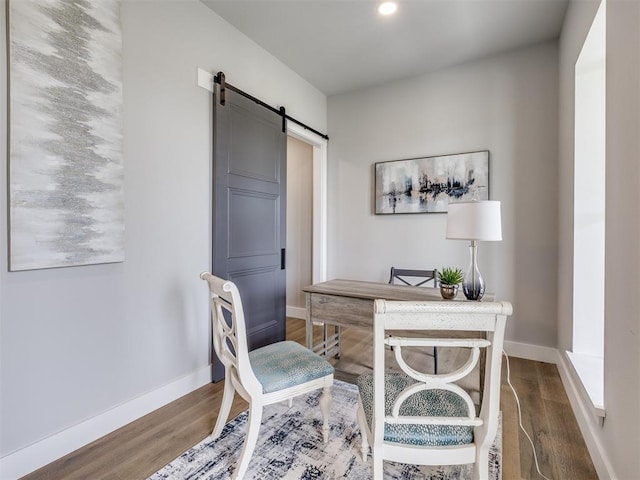 3241 E 171st St, Bixby, OK 74008 - office with a barn door, dark wood-type flooring, and baseboards