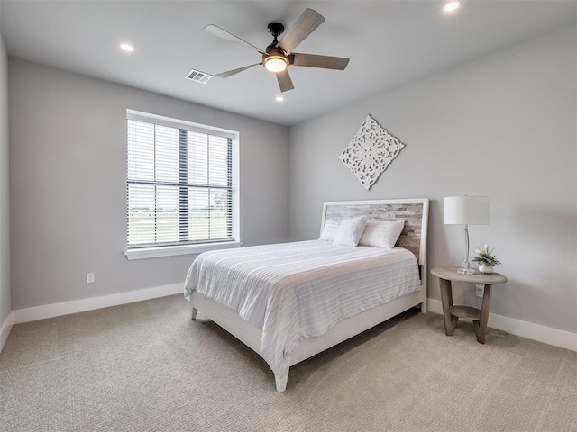 3241 E 171st St, Bixby, OK 74008 - carpeted bedroom featuring baseboards, recessed lighting, and a ceiling fan