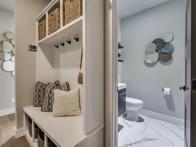 3241 E 171st St, Bixby, OK 74008 - mudroom featuring baseboards and marble finish flooring