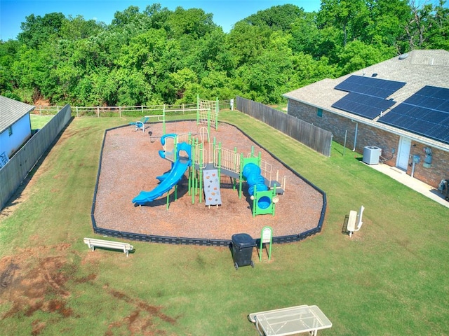 communal playground with cooling unit