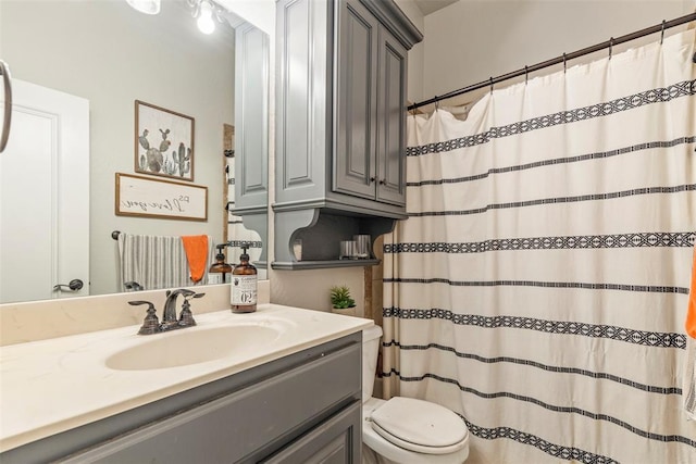 13141 Austrian Pine Dr, Choctaw, OK 73020 - bathroom with vanity, toilet, and a shower with shower curtain