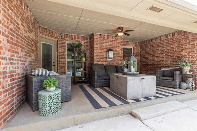 13141 Austrian Pine Dr, Choctaw, OK 73020 - view of patio featuring ceiling fan and an outdoor hangout area