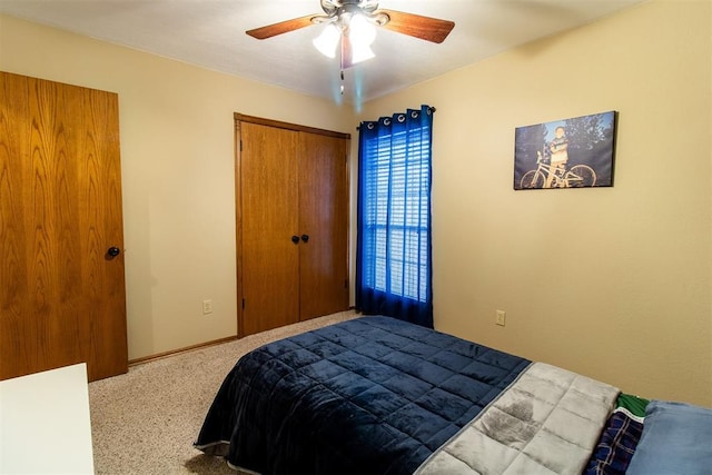 717 Hunters Run, Midwest City, OK 73130 - carpeted bedroom with a closet and ceiling fan
