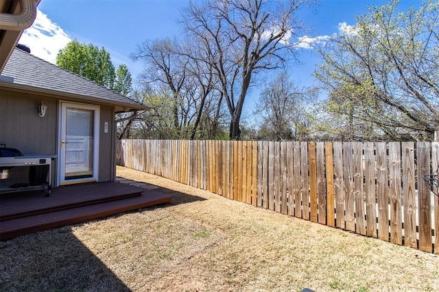 717 Hunters Run, Midwest City, OK 73130 - view of yard featuring a wooden deck
