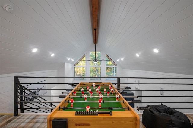48 Cedar Hills Trl, Broken Bow, OK 74728 - playroom with wood finished floors, ceiling fan, and recessed lighting