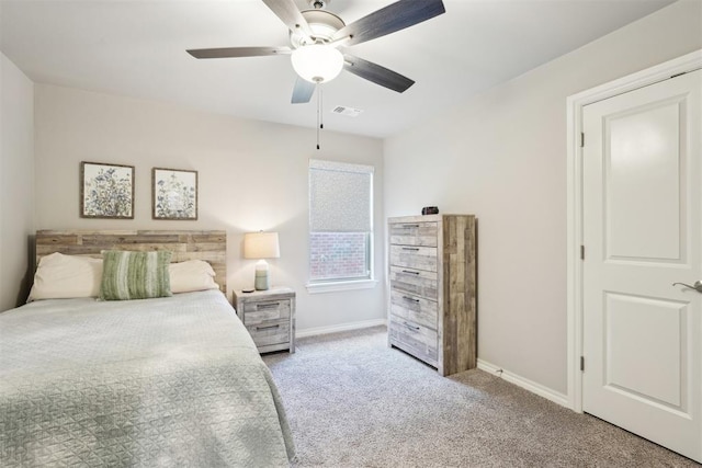 8400 Poplar Dr, Edmond, OK 73034 - bedroom with carpet flooring and a ceiling fan