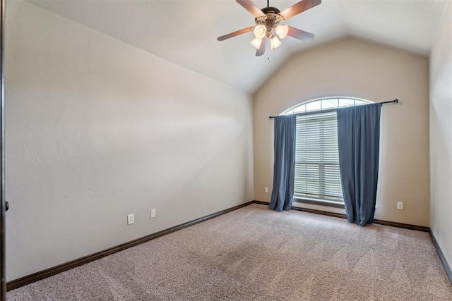12812 NW 6th St, Yukon, OK 73099 - carpeted spare room with ceiling fan, vaulted ceiling, and baseboards
