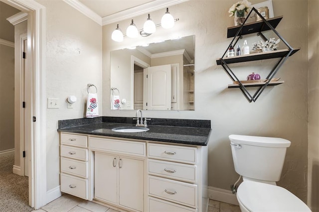 2728 Kerry Ln, Oklahoma City, OK 73120 - bathroom with ornamental molding and vanity