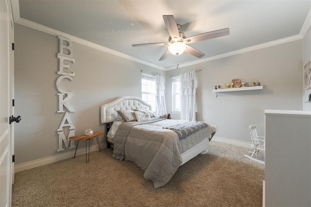 2728 Kerry Ln, Oklahoma City, OK 73120 - bedroom featuring carpet, crown molding, and ceiling fan