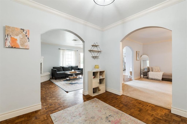 2728 Kerry Ln, Oklahoma City, OK 73120 - corridor featuring ornamental molding and arched walkways