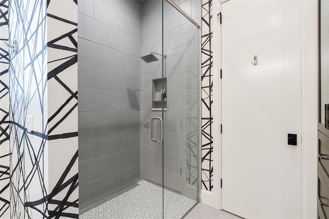 909 NW 156th St, Edmond, OK 73013 - full bath featuring a stall shower and tile patterned floors
