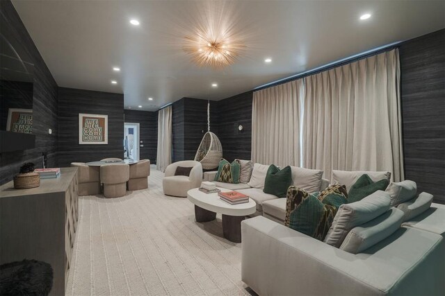909 NW 156th St, Edmond, OK 73013 - cinema room featuring recessed lighting and light colored carpet