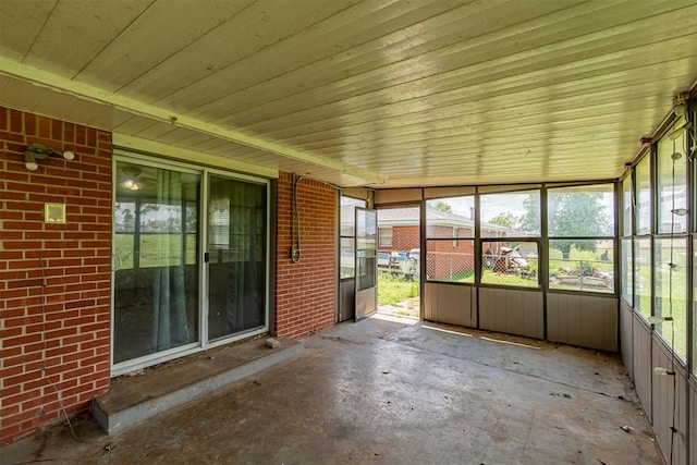 view of unfurnished sunroom