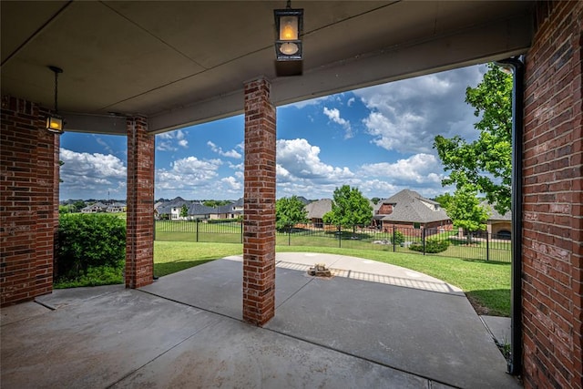 view of patio / terrace featuring a residential view