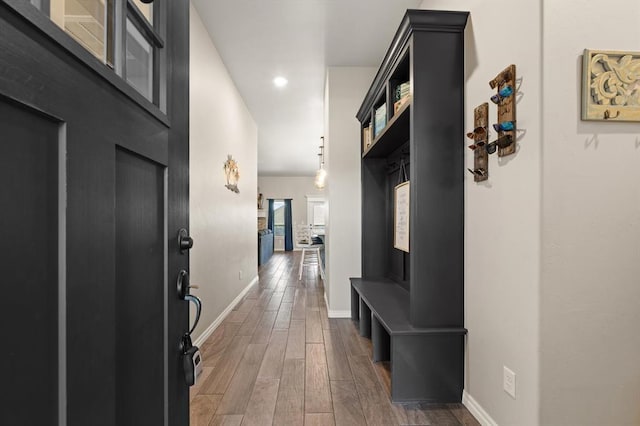 9117 NW 123rd St, Yukon, OK 73099 - mudroom featuring wood finished floors, recessed lighting, and baseboards