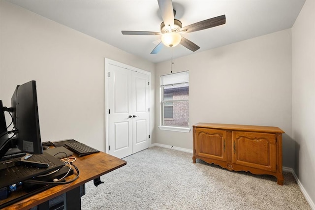 9117 NW 123rd St, Yukon, OK 73099 - office with a ceiling fan, light colored carpet, and baseboards