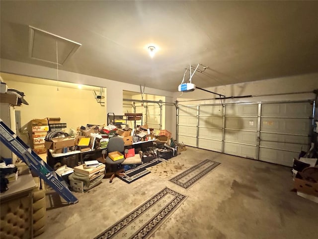 garage with a garage door opener