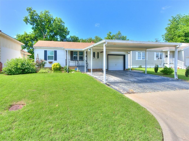 3208 NW 34th St, Oklahoma City, OK 73112 - single story home featuring a garage, asphalt driveway, and a front yard
