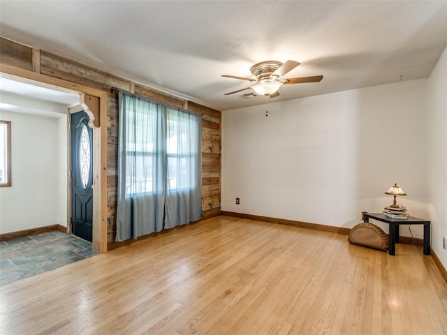 3208 NW 34th St, Oklahoma City, OK 73112 - empty room featuring baseboards, ceiling fan, and light wood finished floors