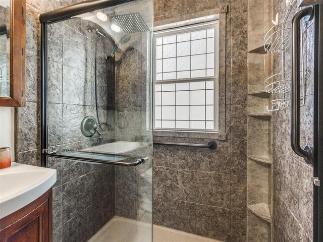 3208 NW 34th St, Oklahoma City, OK 73112 - full bathroom with vanity and a tile shower
