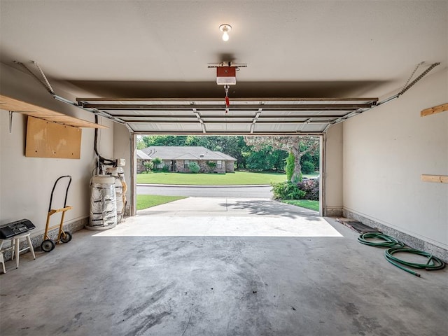 garage with a garage door opener