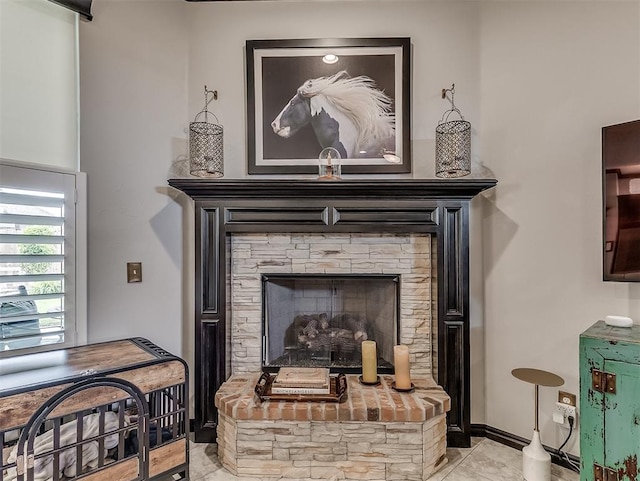 detailed view of a fireplace