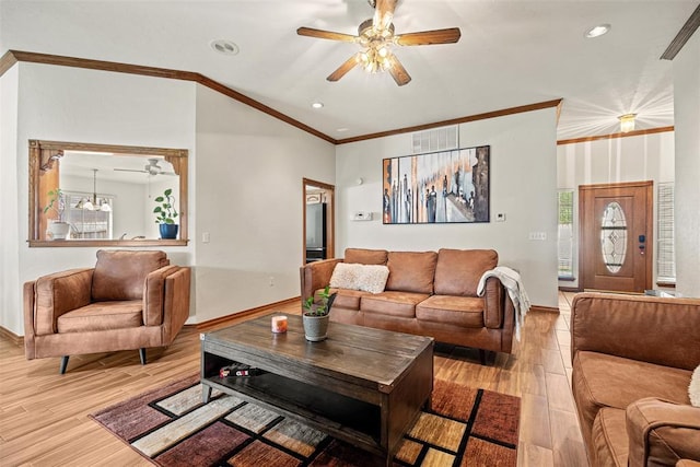 8109 Dawn Cir, Oklahoma City, OK 73135 - living area with ceiling fan, ornamental molding, wood finished floors, baseboards, and recessed lighting