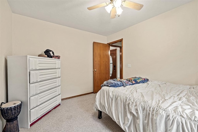 8109 Dawn Cir, Oklahoma City, OK 73135 - bedroom featuring light colored carpet, ceiling fan, and baseboards