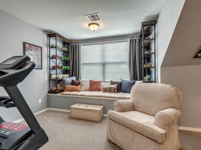 3570 Riverwood Ln, Edmond, OK 73034 - living area featuring carpet flooring and baseboards