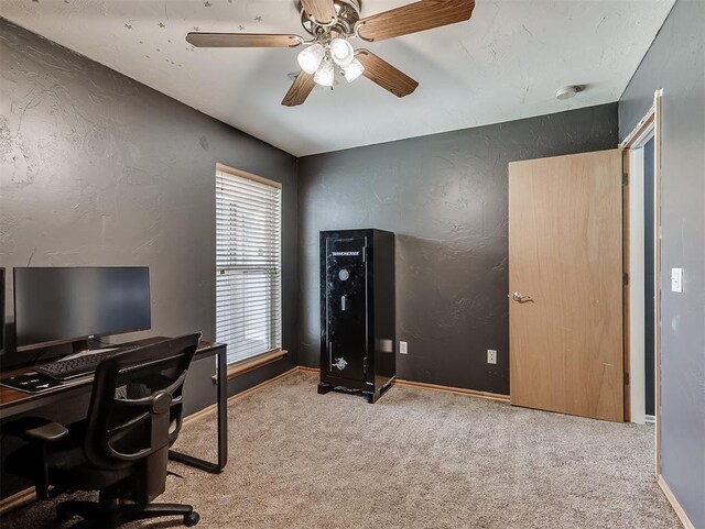 4900 Republic Dr, Oklahoma City, OK 73135 - office space featuring carpet, ceiling fan, a textured wall, and baseboards