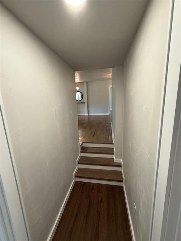 1212 NW 48th St, Oklahoma City, OK 73118 - stairway featuring wood finished floors and baseboards