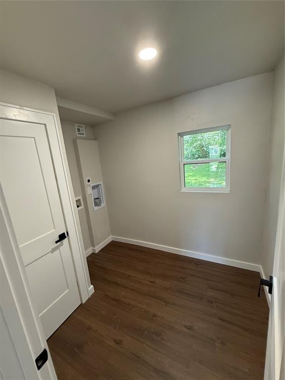 1212 NW 48th St, Oklahoma City, OK 73118 - empty room featuring baseboards, dark wood-type flooring, and recessed lighting