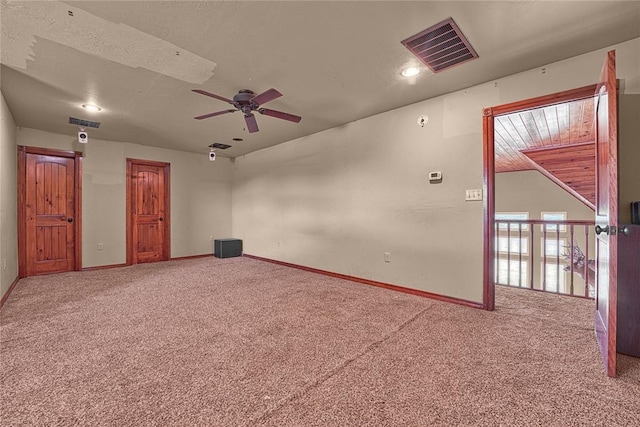 21698 SW Coombs Rd, Cache, OK 73527 - empty room featuring a ceiling fan, carpet floors, baseboards, and recessed lighting