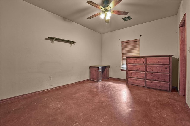 21698 SW Coombs Rd, Cache, OK 73527 - unfurnished bedroom featuring finished concrete flooring and a ceiling fan
