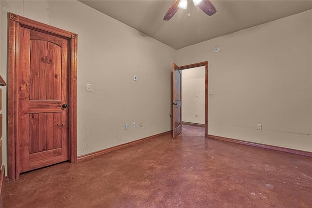 21698 SW Coombs Rd, Cache, OK 73527 - empty room featuring concrete floors, ceiling fan, and baseboards