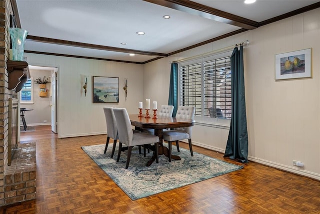 3804 NW 66th St, Oklahoma City, OK 73116 - dining area with ornamental molding, baseboards, and recessed lighting