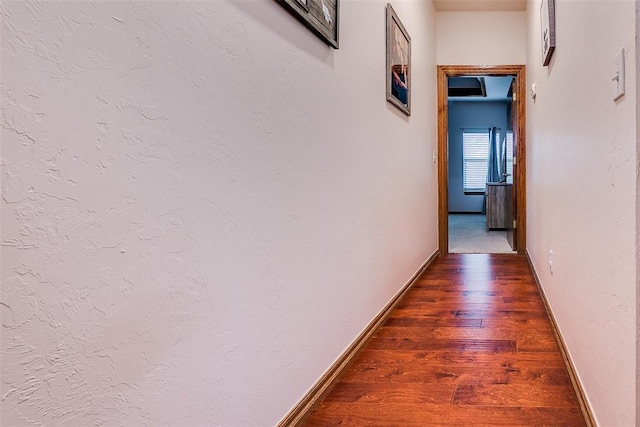 5608 Bent Creek Dr, Oklahoma City, OK 73135 - hall featuring dark wood-style flooring and baseboards
