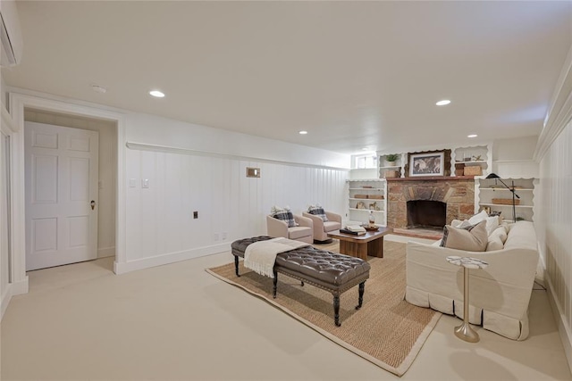 2650 NW 25th St, Oklahoma City, OK 73107 - living area with a stone fireplace and recessed lighting