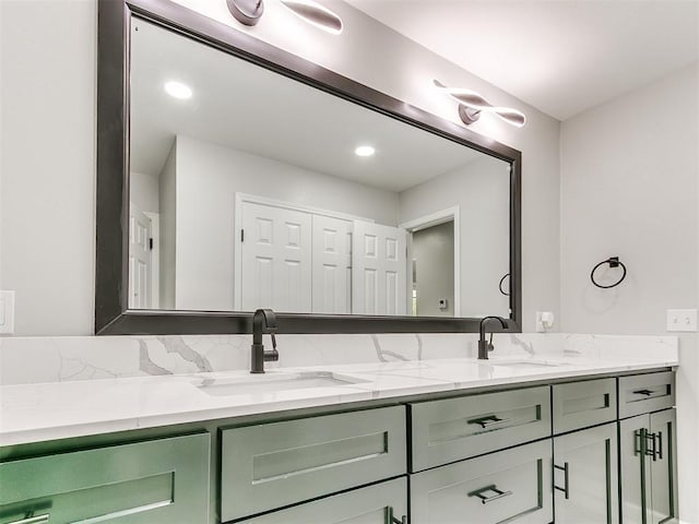 6501 N Laird Ave, Oklahoma City, OK 73105 - bathroom with double vanity and recessed lighting