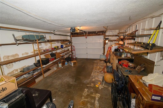 garage with a garage door opener