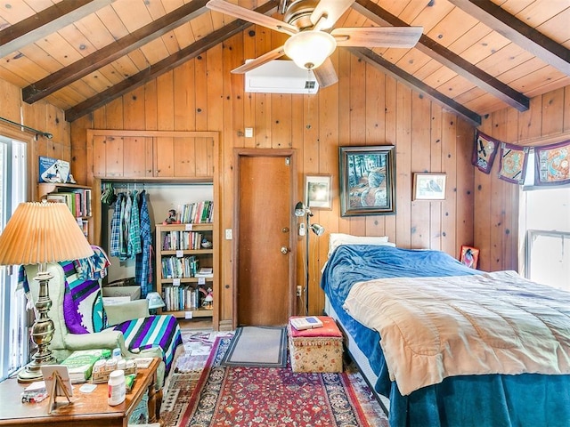 2321 Cashion Pl, Oklahoma City, OK 73112 - bedroom featuring wooden ceiling and wood walls