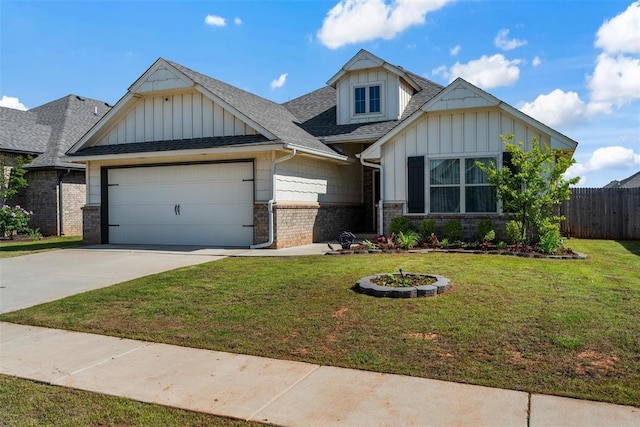 craftsman-style home with board and batten siding, a garage, concrete driveway, and roof with shingles