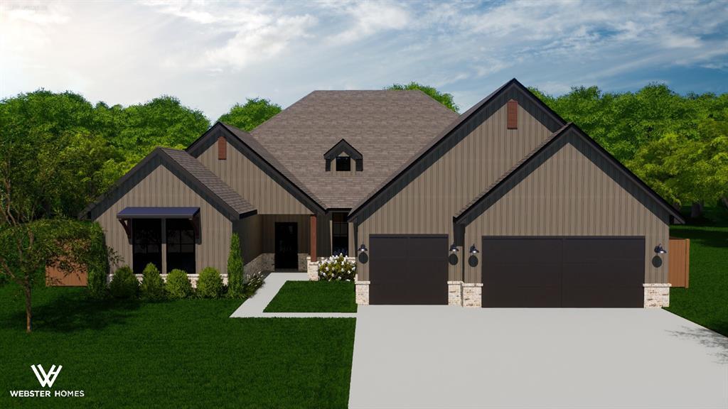 9304 NW 79th Ter, Yukon, OK 73099 - modern inspired farmhouse featuring a garage, driveway, a front yard, and board and batten siding