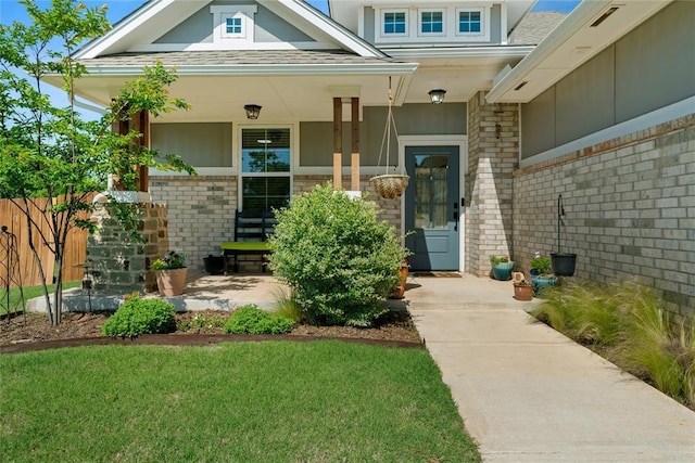 2803 Redwood Ct, Newcastle, OK 73065 - doorway to property with covered porch and brick siding