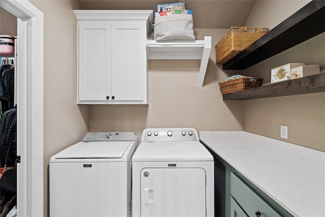 2803 Redwood Ct, Newcastle, OK 73065 - laundry room featuring cabinet space and washer and dryer