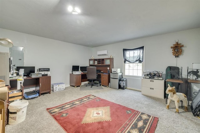 2316 E 68th St, Stillwater, OK 74074 - carpeted home office featuring a wall mounted AC and baseboards