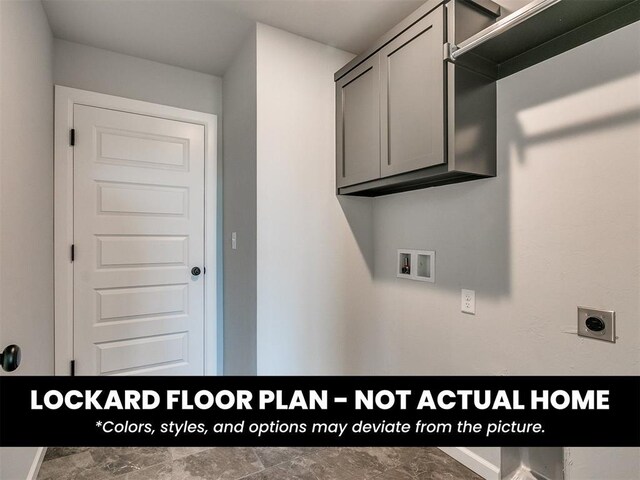8609 NW 76th St, Oklahoma City, OK 73132 - washroom featuring washer hookup, cabinet space, and hookup for an electric dryer