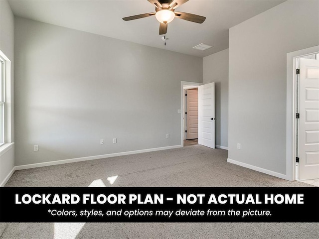 8609 NW 76th St, Oklahoma City, OK 73132 - unfurnished bedroom featuring carpet floors, baseboards, and a ceiling fan